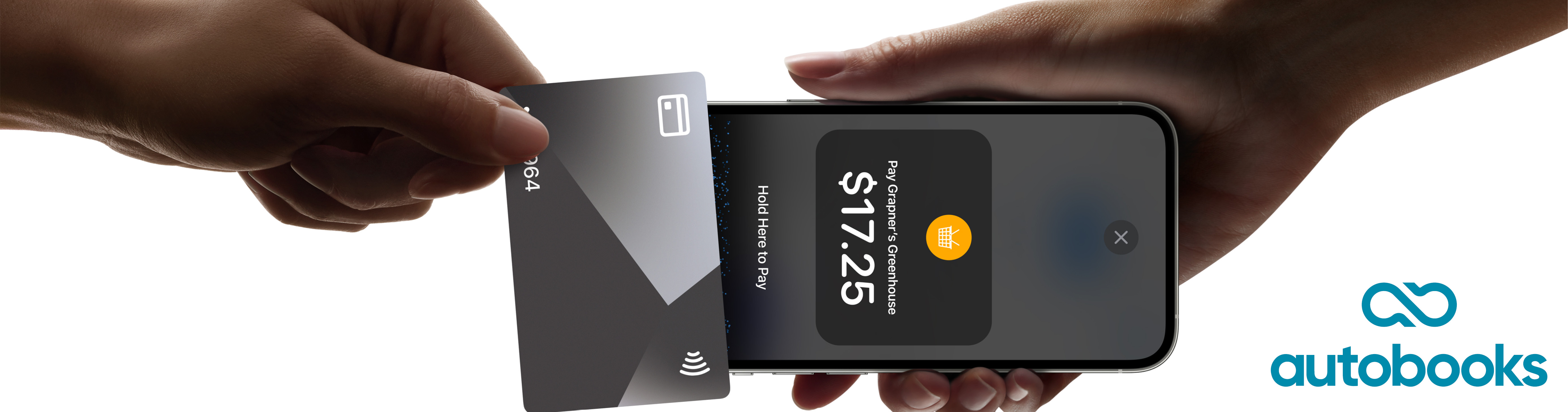 Tap to pay. A phone and a card tapping the phone. 